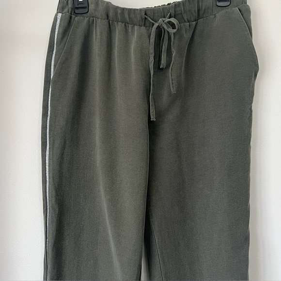 Zara Olive Green Joggers With Metallic Sidestripe Size Medium - Picture 3 of 15